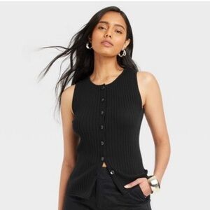 A New Day Crewneck Button-Down Vest